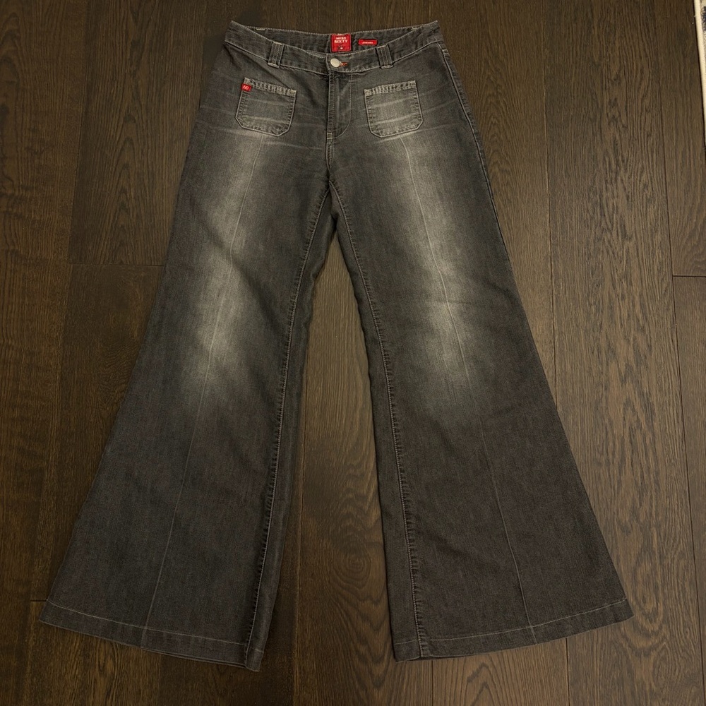 Miss Sixty Charcoal Gray Flared Wide-Leg Jeans